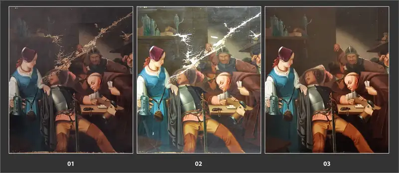 Abbildungen des Gemäldes „Spieler“, 2. H. 19. Jh., Privatbesitz